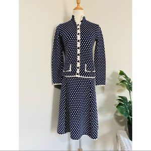 St. John • Vintage 60s Knit Blue Skirt Suit Set